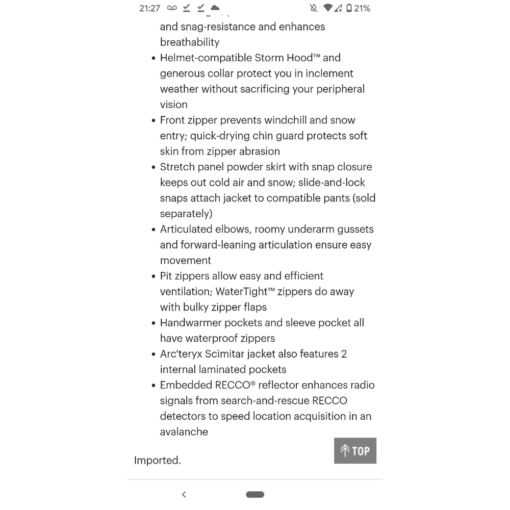 Arc'teryx Scimitar Ski Jacket (Shashka/Sentinel) - Picture 3 of 13